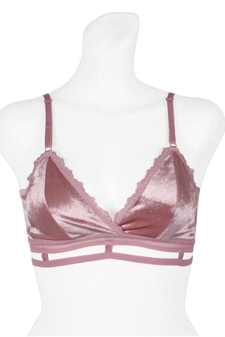 Ladies velvet bralette w/trimmed lace