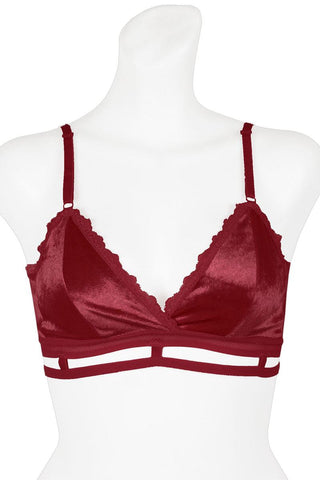 Ladies velvet bralette w/trimmed lace