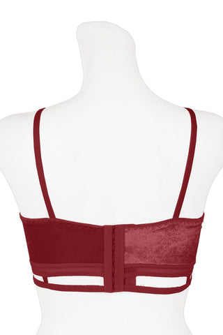 Ladies velvet bralette w/trimmed lace