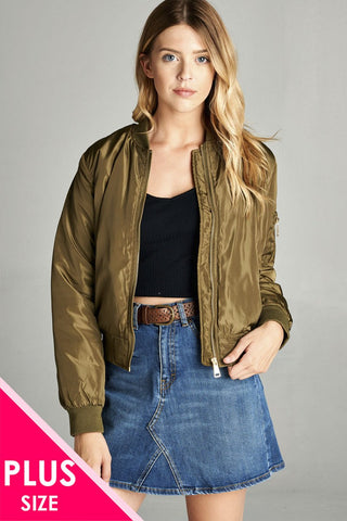 Ladies fashion plus classic padding bomber jacket