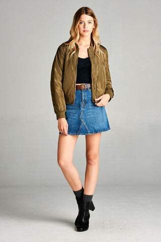 Ladies fashion plus classic padding bomber jacket