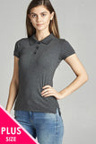 Ladies fashion plus size classic pique polo top