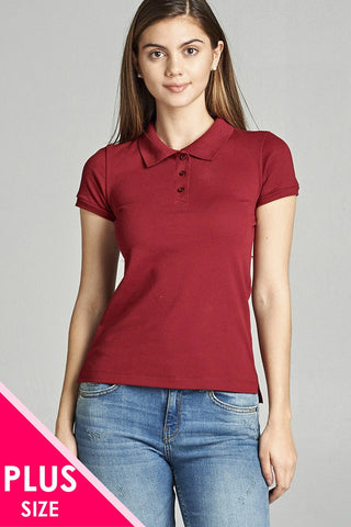Ladies fashion plus size classic pique polo top
