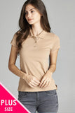 Ladies fashion plus size classic pique polo top