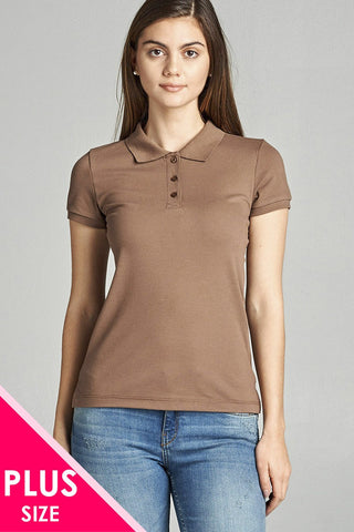 Ladies fashion plus size classic pique polo top