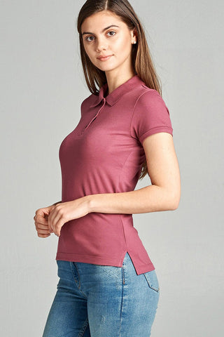 Ladies fashion plus size classic pique polo top