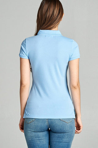 Ladies fashion plus size classic pique polo top