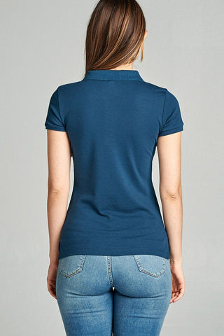 Ladies fashion plus size classic pique polo top