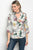 Ladies fashion 3/4 sleeve floral print blouse that features a v neckline
