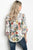 Ladies fashion 3/4 sleeve floral print blouse that features a v neckline
