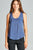 Ladies fashion woven tank top w/ front double pockets & button detail