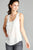 Ladies fashion woven tank top w/ front double pockets & button detail