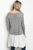 Ladies fashion long sleeve knit top that features a v neckline