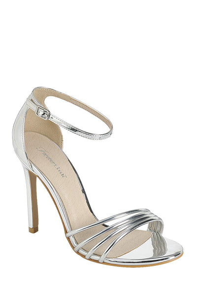 Ladies fashion high heel sandal, open round toe, single sole stiletto, buckle closure - merchandiserus2