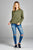 Ladies fashion long dolman sleeve drawstring hoodie cut out hem french terry top