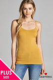 Ladies fashion plus size basic seamless cami w/ spaghetti straps