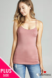 Ladies fashion plus size basic seamless cami w/ spaghetti straps