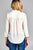 Ladies fashion 3/4 sleeve shirt collar w/lace detail surplice slub gauze woven top
