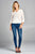 Ladies fashion 3/4 sleeve shirt collar w/lace detail surplice slub gauze woven top