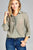 Ladies fashion 3/4 sleeve shirt collar w/lace detail surplice slub gauze woven top