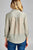 Ladies fashion 3/4 sleeve shirt collar w/lace detail surplice slub gauze woven top