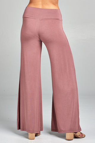 Ladies fashion waist band flared leg rayon spandex jersey long pants