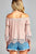 Ladies fashion short sleeve w/crochet trim off the shoulder front ribbon tie crinkle gauze woven top