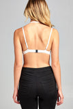 Ladies fashion front double strap w/elastic hem lace bralette