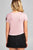 Ladies fashion short sleeve round neck w/floral patched crop rayon spandex top