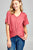 Ladies fashion short sleeve round neck front twisted rayon spandex top