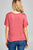 Ladies fashion short sleeve round neck front twisted rayon spandex top