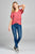 Ladies fashion short sleeve round neck front twisted rayon spandex top