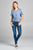 Ladies fashion short sleeve round neck front twisted rayon spandex top