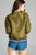 Ladies fashion plus size light weight bomber jacket w/ varsity stripe trim