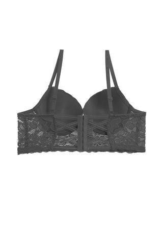 Ladies fashion floral lace overlayed long line bra