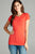 Ladies fashion short sleeve crew neck tee w/ contrast neck inbinding