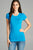 Ladies fashion short sleeve crew neck tee w/ contrast neck inbinding