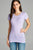 Ladies fashion short sleeve crew neck tee w/ contrast neck inbinding