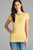 Ladies fashion short sleeve crew neck tee w/ contrast neck inbinding