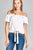 Ladies fashion short sleeve off the shoulder front bow tie rayon spandex top
