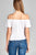 Ladies fashion short sleeve off the shoulder front bow tie rayon spandex top