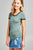Ladies fashion round neck short sleeve yarn dye stripe rayon spandex jersey top