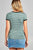 Ladies fashion round neck short sleeve yarn dye stripe rayon spandex jersey top