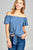 Ladies fashion short sleeve off the shoulder front bow tie sand washed modal jersey top