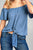 Ladies fashion short sleeve off the shoulder front bow tie sand washed modal jersey top