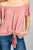 Ladies fashion short sleeve off the shoulder front bow tie sand washed modal jersey top
