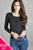 Ladies fashion plus size 3/4 sleeve crew neck cardigan sweater