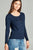 Ladies fashion plus size 3/4 sleeve crew neck cardigan sweater