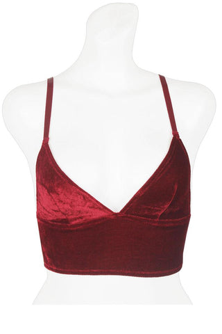 Ladies fashion velvet bralette w/adjustable straps