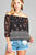 Ladies fashion off the shoulder with floral border print chiffon woven top